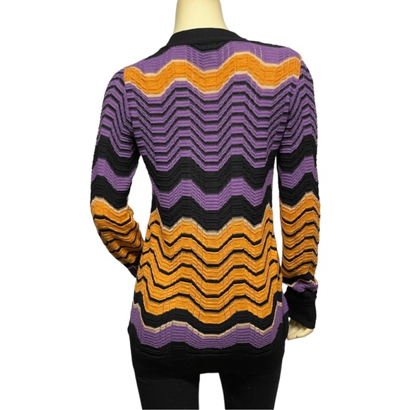 M MISSONI Italy Classic Knit Cardigan Sweater Chevron Zigzag Lightweight 44 M - Picture 10 of 13